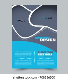 Blue Flyer Vector Design Template Set. Business Brochure. Annual Report Or Magazine Cover. 