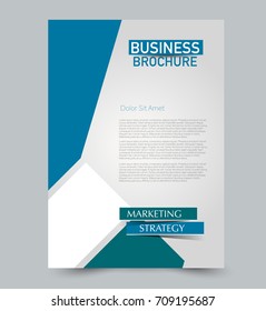 Blue flyer vector design template set. Business brochure. Annual report or magazine cover.