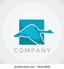 Blue Flying Duck Logo Design