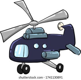 Helicóptero aéreo azul , ilustración, vector sobre fondo blanco