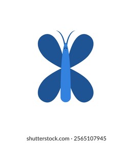 blue flying insect design on white background