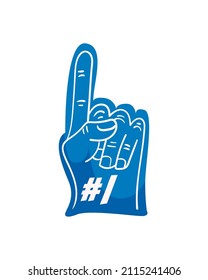 Blue Foam Finger Over White