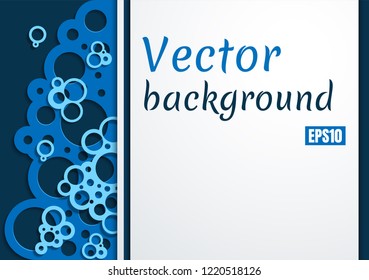 Blue foam with shadow. Wallpaper, 3d paper art with simple shapes. Template for writing text, booklet, brochure, advertising. EPS10 vector illustration.