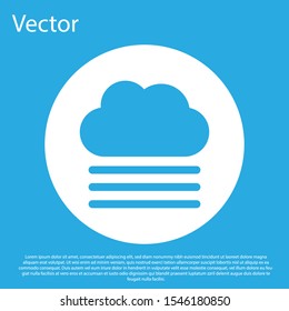 Blue Fog and cloud icon isolated on blue background. White circle button. Vector Illustration
