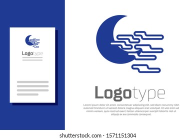 Blue Fog and moon icon isolated on white background. Logo design template element. Vector Illustration