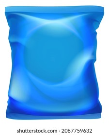 Blue foil bag mockup. Plastic pouch package