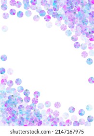Blue foil confetti placer vector background. Chic shiny tinsel elements party glitter top view. Birthday confetti scatter lustering texture.