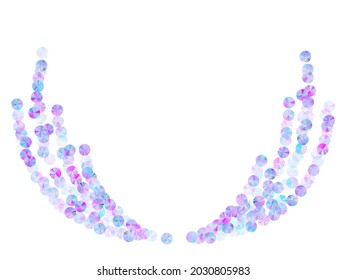 Blue foil confetti scatter vector illustration. Festive shining paillette particles holiday decor flatlay. Birthday confetti placer lustering background.
