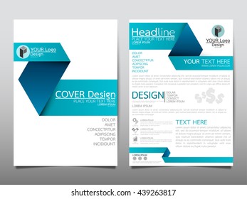 Blue fold business technology annual report brochure flyer design template vector, Leaflet cover presentation abstract geometric background, modern publication poster magazine, layout in A4 size