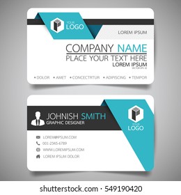 Blue fold modern creative business card and name card,horizontal simple clean template vector design, layout in rectangle size.