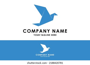 Blue Fold Origami Bird Logo