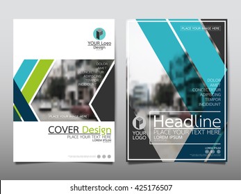 Blue fold ribbon annual report brochure flyer design template vector, Leaflet cover presentation abstract geometric background, layout in A4 size