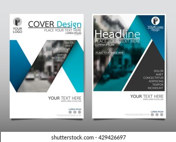 Blue fold ribbon technology annual report brochure flyer design template vector, Leaflet cover presentation abstract geometric background, layout in A4 size