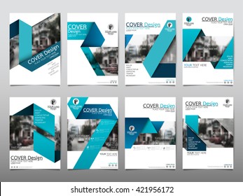 Blue fold set technology annual report brochure flyer design template vector, Leaflet cover presentation abstract geometric background, layout in A4 size
