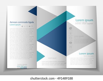 Blue fold set technology annual report brochure flyer design template vector, Leaflet cover presentation abstract geometric background, layout in A4 size