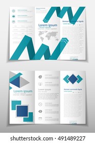 Blue fold set technology annual report brochure flyer design template vector, Leaflet cover presentation abstract geometric background, layout in A4 size