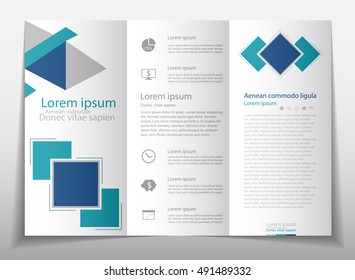 Blue fold set technology annual report brochure flyer design template vector, Leaflet cover presentation abstract geometric background, layout in A4 size