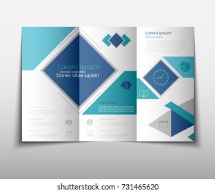 Blue fold set technology annual report brochure flyer design template vector, Leaflet cover presentation abstract geometric background, layout in A4 size