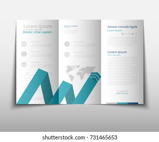 Blue fold set technology annual report brochure flyer design template vector, Leaflet cover presentation abstract geometric background, layout in A4 size
