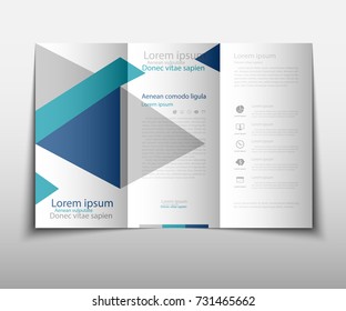 Blue fold set technology annual report brochure flyer design template vector, Leaflet cover presentation abstract geometric background, layout in A4 size