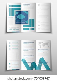 Blue fold set technology annual report brochure flyer design template vector, Leaflet cover presentation abstract geometric background, layout in A4 size