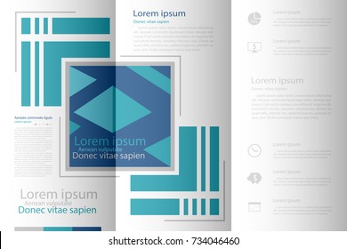 Blue fold set technology annual report brochure flyer design template vector, Leaflet cover presentation abstract geometric background, layout in A4 size