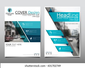 Blue fold technology annual report brochure flyer design template vector, Leaflet cover presentation abstract geometric background, layout in A4 size