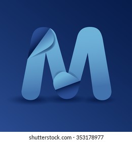 Blue Folded Font Set : Vector Illustration