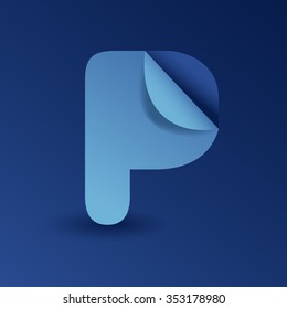 Blue Folded Font Set : Vector Illustration