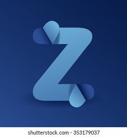 Blue Folded Font Set : Vector Illustration