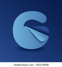 Blue Folded Font Set : Vector Illustration