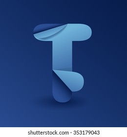 Blue Folded Font Set : Vector Illustration