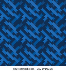 Blue folded geometric ribbons vector square seamless pattern or texture.