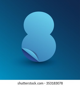 Blue Folded Number Set : Vector Illustration