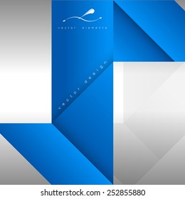 Blue folded paper as page layout or design elements.