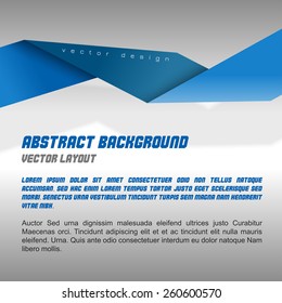 Blue folded paper as page layout or design elements.