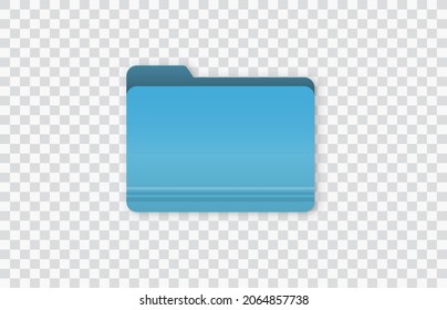 Blue folder flat vector icon isolated on a transparent background. Vector illustration