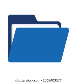 blue folder icon. Flat style. Vector