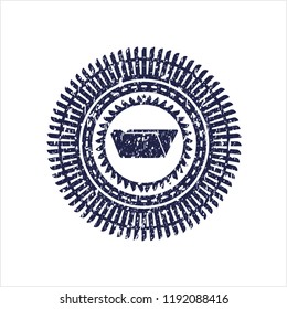 Blue folder icon inside distressed rubber stamp