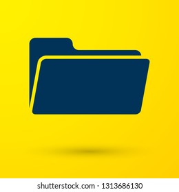 Blue Folder icon isolated on yellow background. Vector Illustration