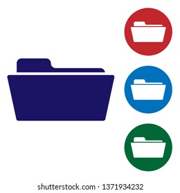 Blue Folder icon isolated on white background. Set color icon in circle buttons. Vector Illustration