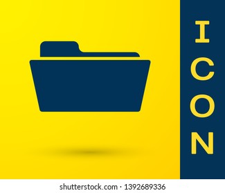 Blue Folder icon isolated on yellow background. Vector Illustration