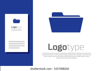 Blue Folder icon isolated on white background. Logo design template element. Vector Illustration