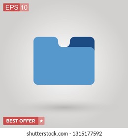 Blue folder Icon sign symbol in trendy flat style isolated on grey background. For your corporate web site design, app, logo, UI. EPS 10  