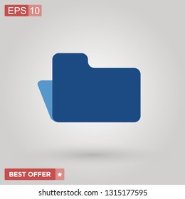 Blue folder Icon sign symbol in trendy flat style isolated on grey background. For your corporate web site design, app, logo, UI. EPS 10  