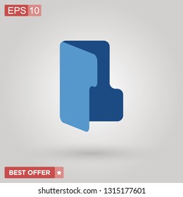 Blue folder Icon sign symbol in trendy flat style isolated on grey background. For your corporate web site design, app, logo, UI. EPS 10  