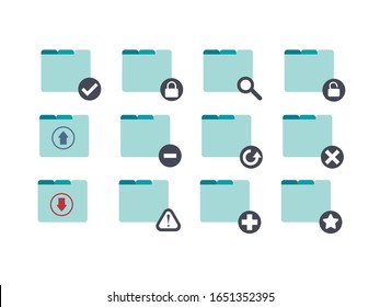 Blue folder Icons on white background,vector illustration
