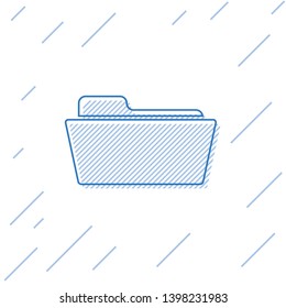 Blue Folder line icon isolated on white background. Vector Illustration
