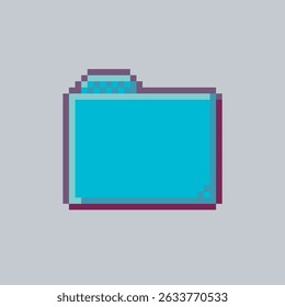 blue folder sign in pixel art style with isolated background
