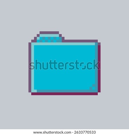 blue folder sign in pixel art style with isolated background